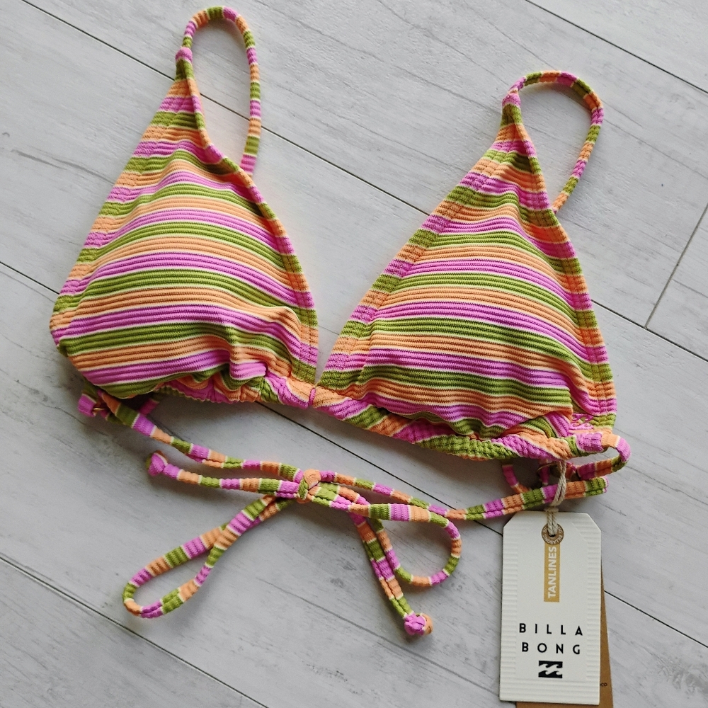 BILLABONG NEW High Tides Tanlines Slide Triangle Bikini Top